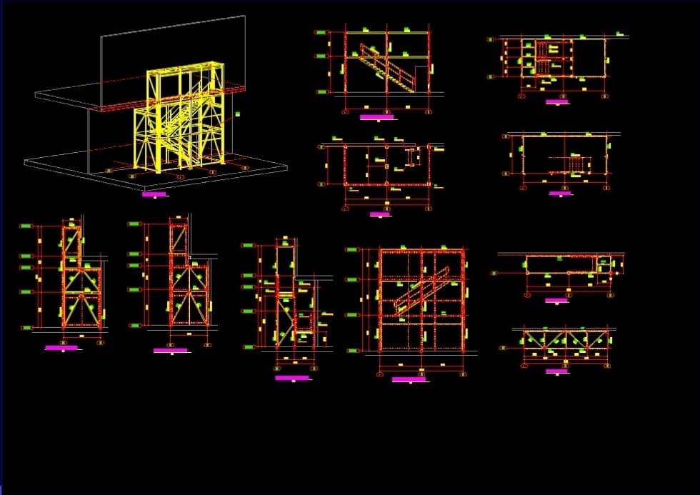 AutoCAD 3D Çelik Merdiven Çizimi