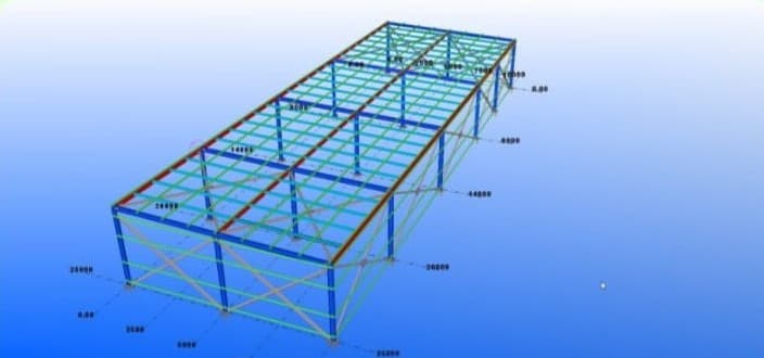 Dikdörtgen Fabrika Çelik İskelet 3D Modeli